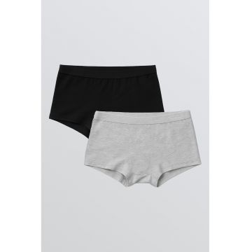 Set de chiloti hipster cu model uni - 2 perechi