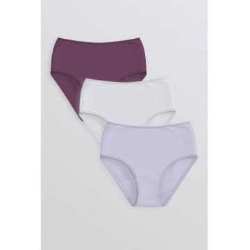 Set de chiloti hipster cu model uni - 3 perechi