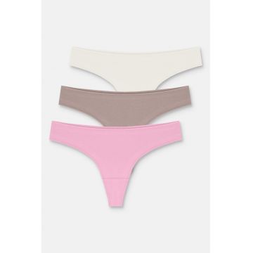 Set de chiloti tanga uni - 3 piese