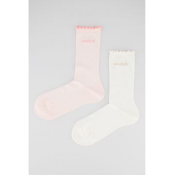 Set de sosete lungi cu logo si terminatii valurite - 2 perechi