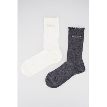 Set de sosete lungi cu logo si terminatii valurite - 2 perechi