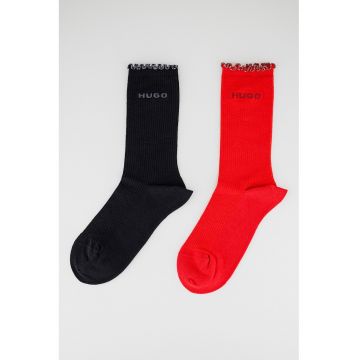 Set de sosete lungi cu logo si terminatii valurite - 2 perechi