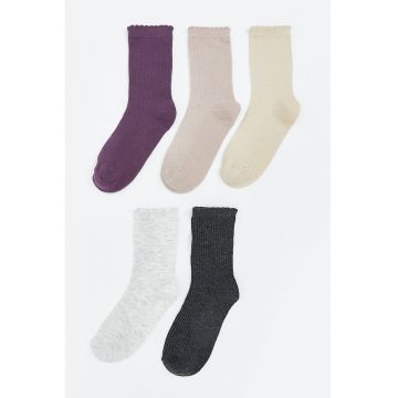 Set de sosete lungi cu model uni - 5 perechi