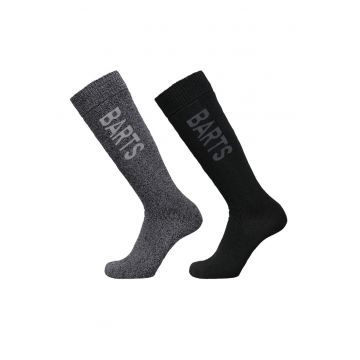 Set de sosete mid-calf din amestec de lana cu logo pentru ski - 2 perechi