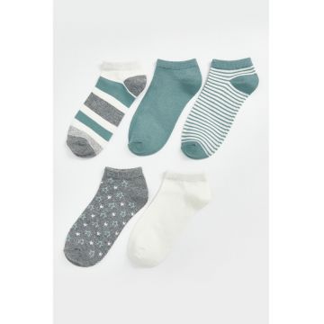 Set de sosete pana la glezna cu model si uni - 5 perechi