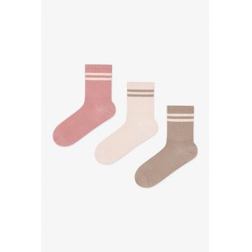 Set de sosete scurte cu detaliu striat - 3 perechi