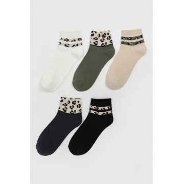 Set de sosete scurte cu garnitura cu animal print - 5 perechi