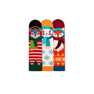 Sosete bambus de craciun BOX 3 Comfort Feet Socks CHRISTMAS Mouse Rabbit Fox