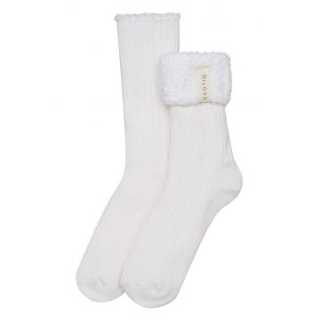 Sosete dama -  Wowa - alb crem - textura in dungi - One-Size