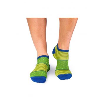 Sosete scurte bambus FINE BAMBOO cu buline si dungi verde lime