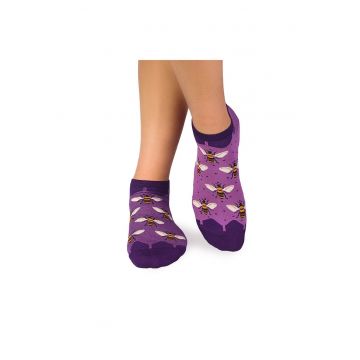 Sosete scurte bambus Fine Bamboo Sneaker Bees - Purple