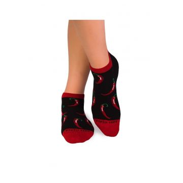 Sosete scurte bumbac - Chilli Pepper Sneaker BLACK