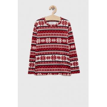 Abercrombie & Fitch longsleeve pijama copii culoarea bordo, modelator
