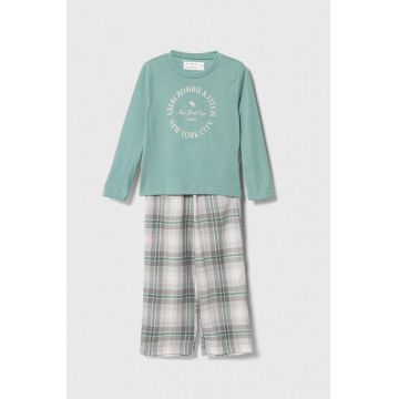 Abercrombie & Fitch pijama copii culoarea verde, modelator