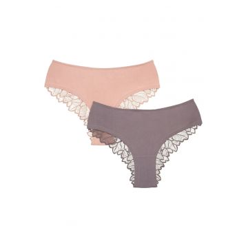 Chiloti de croaiala sorti Pelia set de 2  Roz murdar - gri