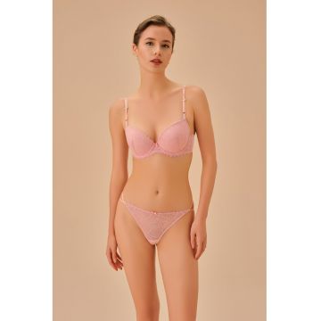 Chiloti tanga cu garnituri de dantela
