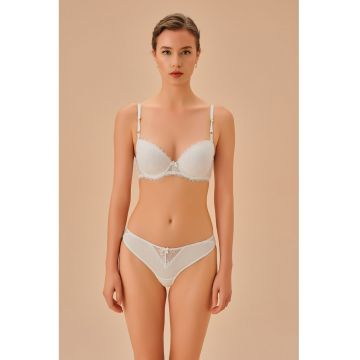 Chiloti tanga cu insertie de dantela