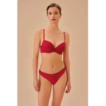 Chiloti tanga cu insertie de dantela