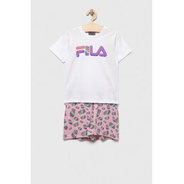 Fila set de pijama de bumbac pentru copii culoarea alb, modelator