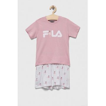 Fila set de pijama de bumbac pentru copii culoarea alb, modelator