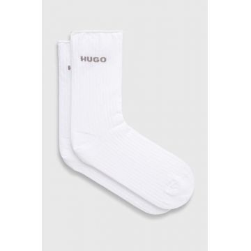 HUGO sosete 2-pack femei, culoarea alb, 50502080