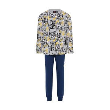 Lego set de pijama de bumbac pentru copii culoarea gri, modelator