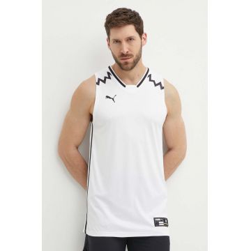 Puma tricou de antrenament Hoops Team Game culoarea alb, 676628