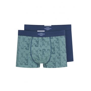 Set 2 perechi boxeri barbati -  Bumbac - Albastru/Verde inchis