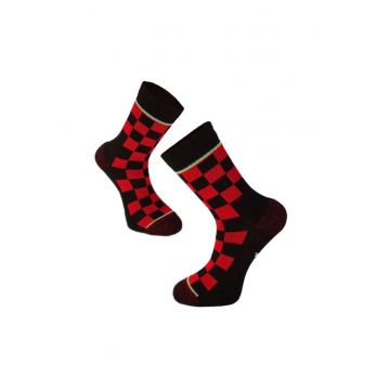 Sosete bumbac - Active Lifestyle Socks Squares Rosu Negru