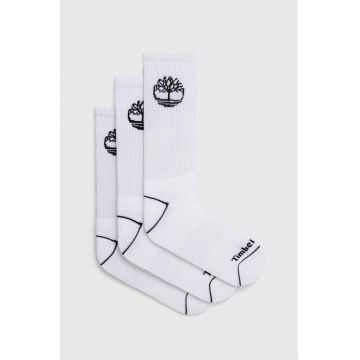 Timberland sosete 3-pack culoarea alb, TB0A2PTZ1001