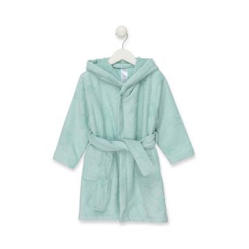 Tous halat de baie din bumbac pentru copii culoarea verde