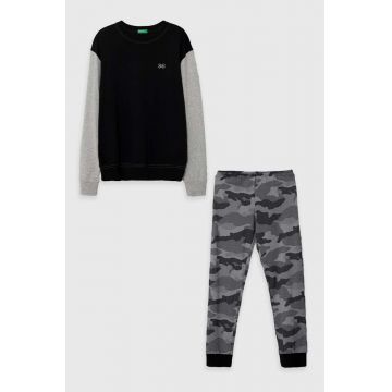 United Colors of Benetton pijama copii culoarea negru, modelator