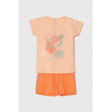 zippy set de pijama de bumbac pentru copii 2-pack culoarea portocaliu, cu imprimeu