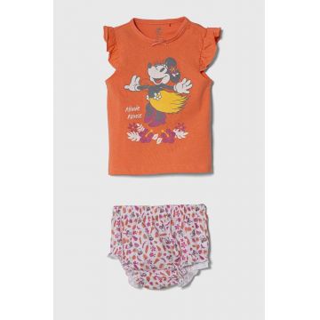 zippy set de pijama din bumbac pentru bebelusi culoarea portocaliu, cu imprimeu