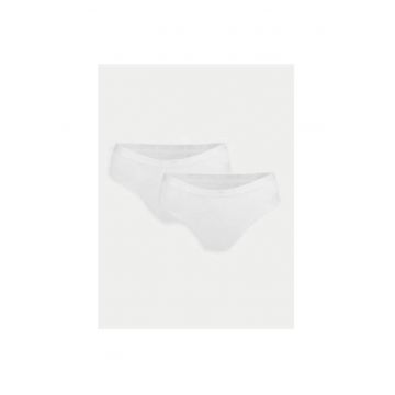 Set 2 perechi chiloti dama -  Alb - Bumbac