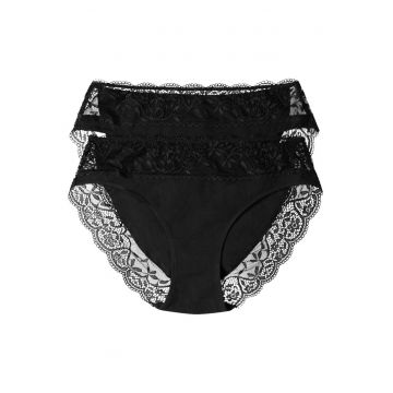 Set 2 perechi de Chiloti Patri  cu talie inalta - Bumbac - Negru