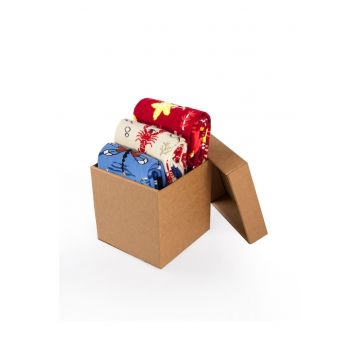 Set 3 perechi de sosete bumbac Fine Cotton Sealife Homar - Libelula - Steluta de Mare