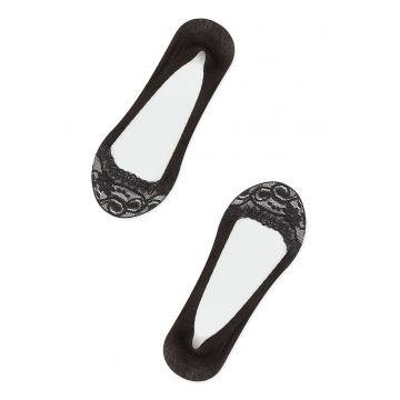 Sosete foarte scurte din amestec de bumbac cu garnituri de dantela