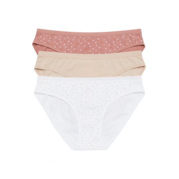 Chiloti dama alb - roz bej set de 3 perechi Mi-Mi