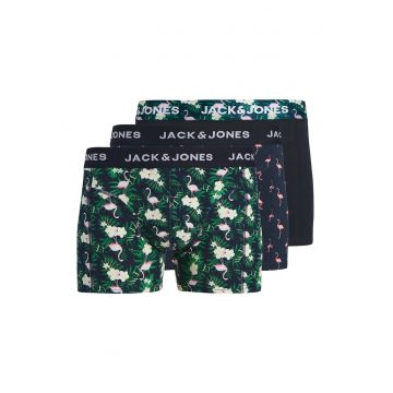 Set de boxeri din amestec de bumbac organic cu model tropical - 3 perechi - Verde - Negru -