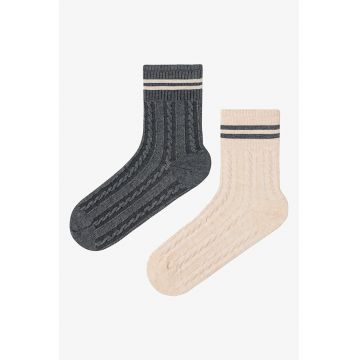 Set de sosete cu model torsade - 2 perechi