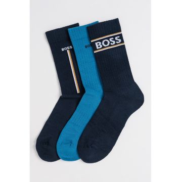 Set de sosete lungi cu imprimeu logo - 3 perechi