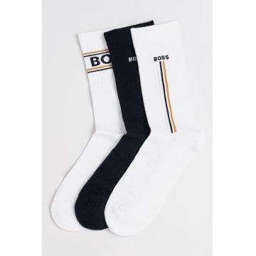 Set de sosete lungi cu imprimeu logo - 3 perechi