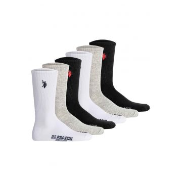 Set de sosete lungi cu imprimeu logo - 6 perechi