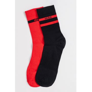 Set de sosete lungi din amestec de bumbac cu detaliu logo - 2 perechi