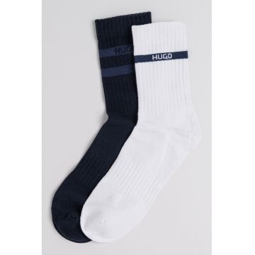 Set de sosete lungi din amestec de bumbac cu detaliu logo - 2 perechi