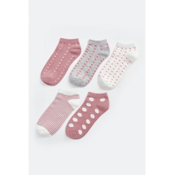 Set de sosete pana la glezna cu modele cu buline - 5 perechi