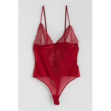 Body din plasa cu insertii din dantela