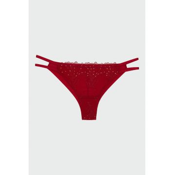 Chiloti tanga cu insertii din dantela