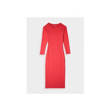 Rochie Sportstil Maxi Femei -  Rosu - Bumbac - Slim Fit - Marime L